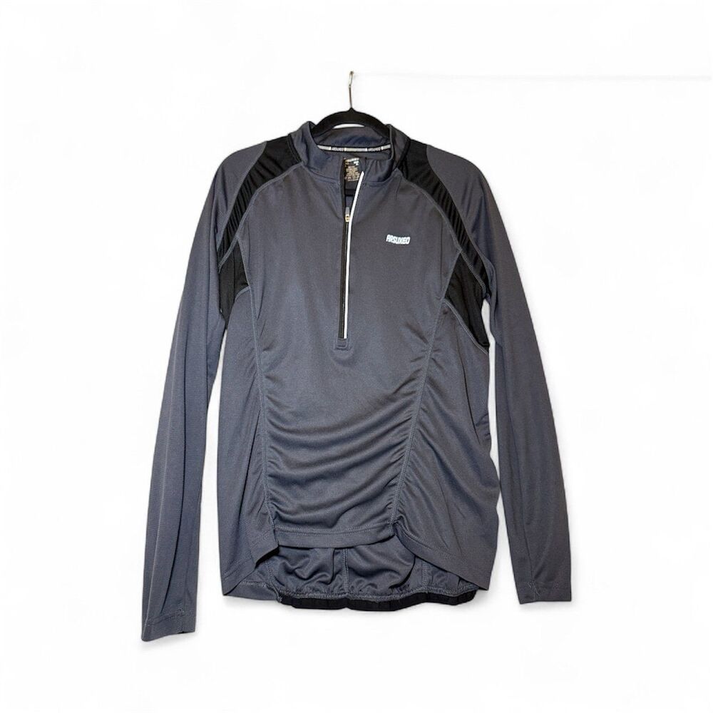 ARSUXEO Cycling Jersey Mens Large Gray Long Sleeve 1/4 Zip Reflective Pockets